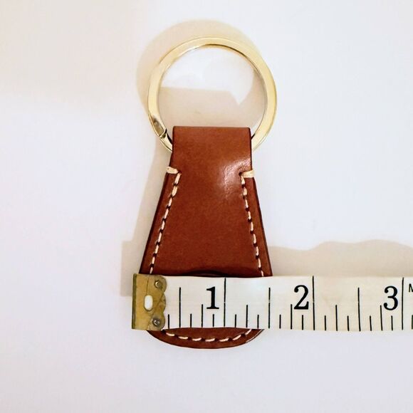 Dooney & Bourke Cognac Brown Leather Vintage Key Chain Fob Classic Logo Charm - Picture 5 of 5